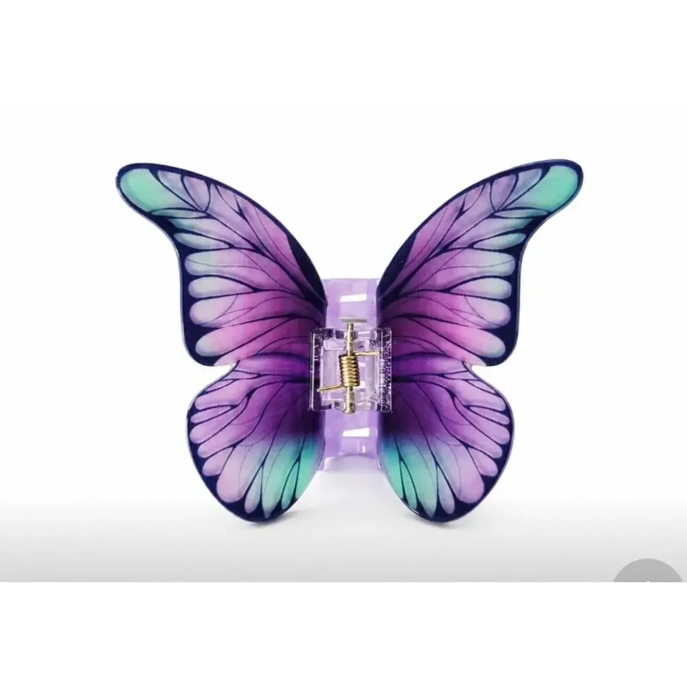 Acetate Purple Butterfly Hair Claw Clip New
